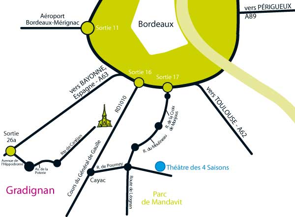 Plan d'accès au Théâtre des Quatre Saisons